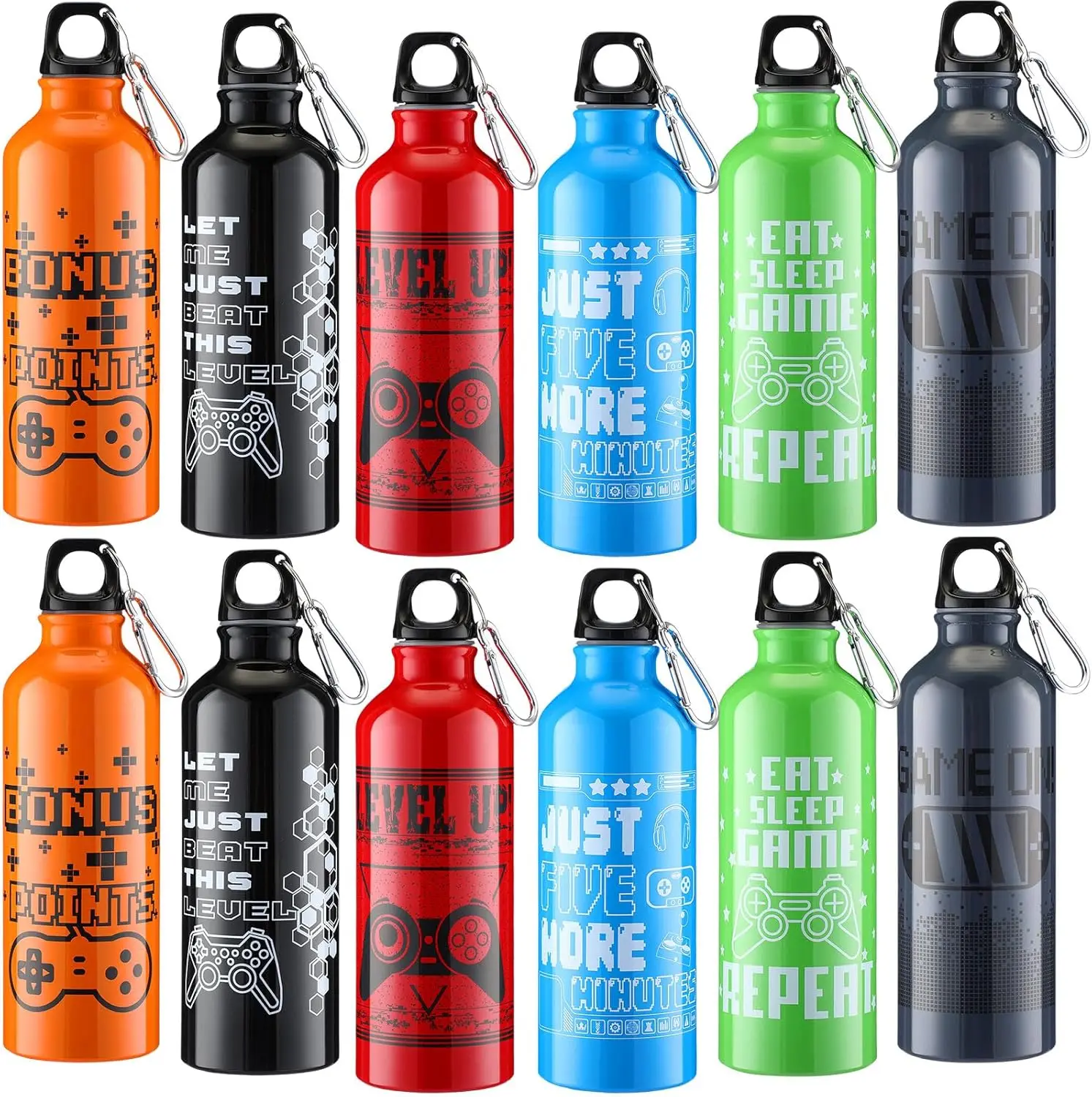 12 Pcs 17oz Insulated Gaming Water Bottles with Hook Clip, Funny Quotes Aluminum Travel Mug for Birthday, Video Game Party Favor
12 Pcs 17oz Insulated Gaming Water Bottles with Hook Clip, Funny Quotes Aluminum Travel Mug for Birthday, Video Game Party Favor