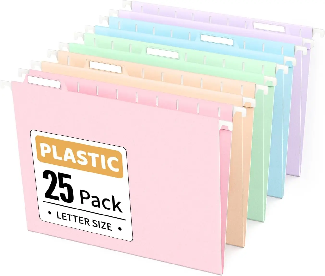 Tear-Resistant Plastic Hanging File Folders, Letter Size, 25 Count with Adjustable Tabs for Office and School Use in Pastel Pink
Tear-Resistant Plastic Hanging File Folders, Letter Size, 25 Count with Adjustable Tabs for Office and School Use in Pastel Pink