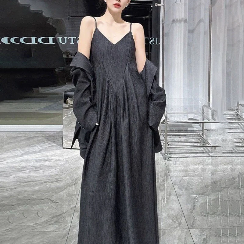 Long Dress Set Woman High-end Long-sleeved Suit Jacket Loose Slim Sling Dress 2024 Autumn New Fashion 2 Piece Suit Female
Long Dress Set Woman High-end Long-sleeved Suit Jacket Loose Slim Sling Dress 2024 Autumn New Fashion 2 Piece Suit Female