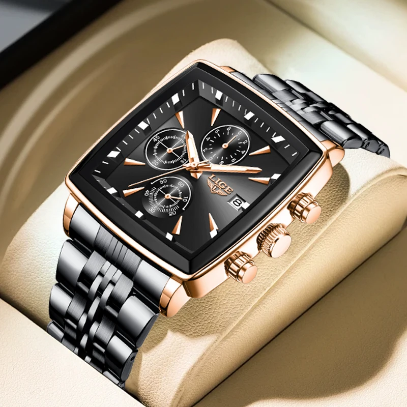LIGE Top Brand Luxury Quartz Watches Square Stainless Fashion Casual Chronograph Wristwatches for Men Sport Waterproof Man Watch
LIGE Top Brand Luxury Quartz Watches Square Stainless Fashion Casual Chronograph Wristwatches for Men Sport Waterproof Man Watch