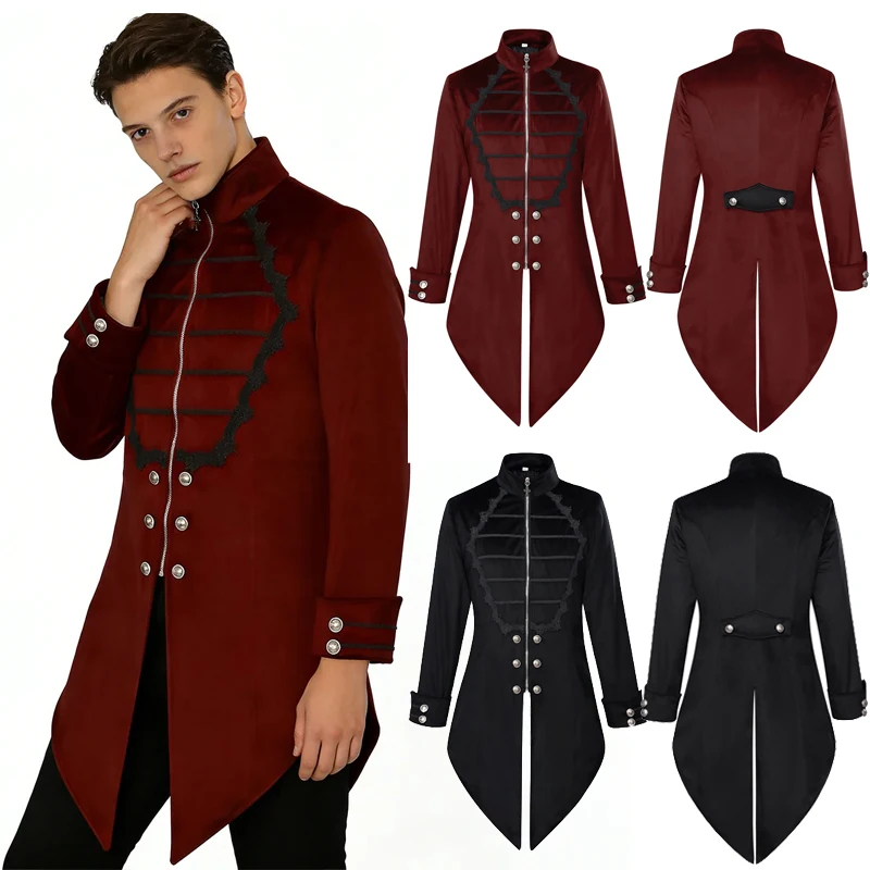 Men Vintage Gothic Tailcoat Jacket Medieval Victorian Steampunk Vampire Cosplay Zipper Irregular Coat Halloween Party Costume
Men Vintage Gothic Tailcoat Jacket Medieval Victorian Steampunk Vampire Cosplay Zipper Irregular Coat Halloween Party Costume