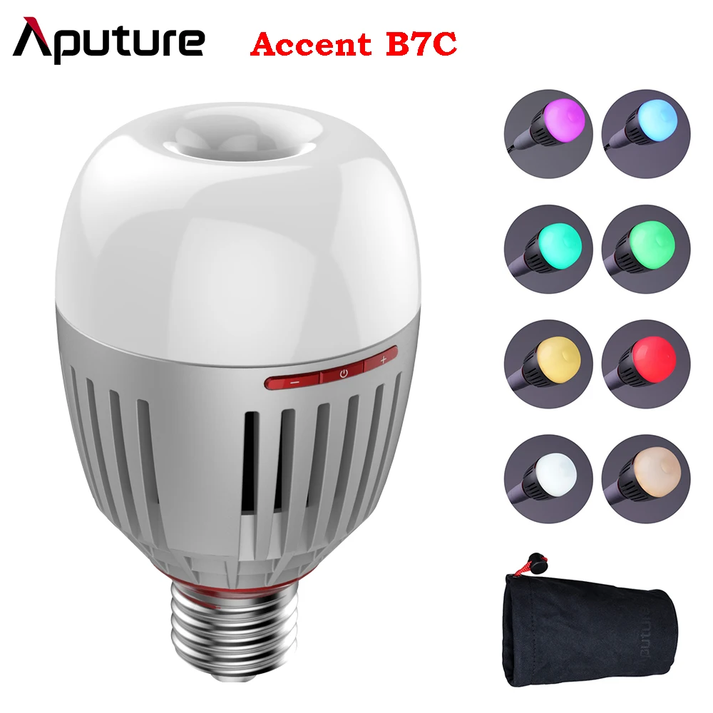 Aputure B7C 7W RGBWW LED Smart Bulb CRI 2000K-10000K Adjustable 0-100% Stepless Dimming App Control Photography lights
Aputure B7C 7W RGBWW LED Smart Bulb CRI 2000K-10000K Adjustable 0-100% Stepless Dimming App Control Photography lights