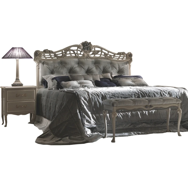 Master bedroom big bed French light luxury large villa solid wood carving flower double bed European style old wedding bed
Master bedroom big bed French light luxury large villa solid wood carving flower double bed European style old wedding bed