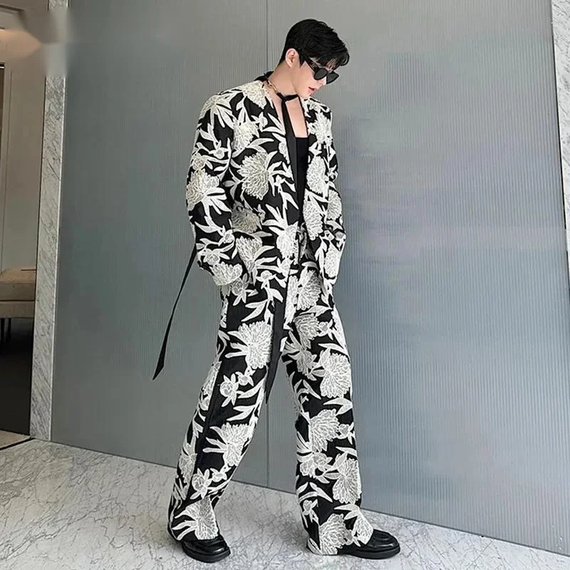 Niche Design Men's Two-piece Collarless Embroidery Blazer Loose Straight Suit Pants Contrast Color Male Sets New 9C2ZEP
Niche Design Men's Two-piece Collarless Embroidery Blazer Loose Straight Suit Pants Contrast Color Male Sets New 9C2ZEP