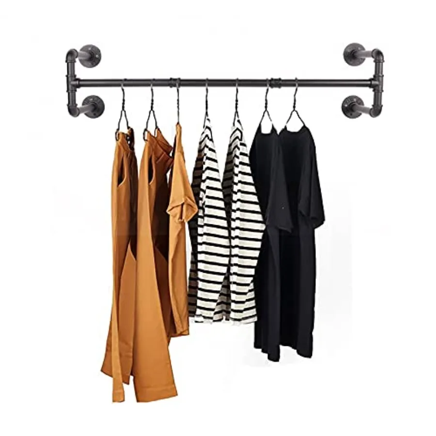 54" Wall Mounted Clothes Rack Industrial Pipe Black Iron Garment Bar Heavy-Duty Detachable Clothing Rod Multi-Purpose Metal Wal
54" Wall Mounted Clothes Rack Industrial Pipe Black Iron Garment Bar Heavy-Duty Detachable Clothing Rod Multi-Purpose Metal Wal