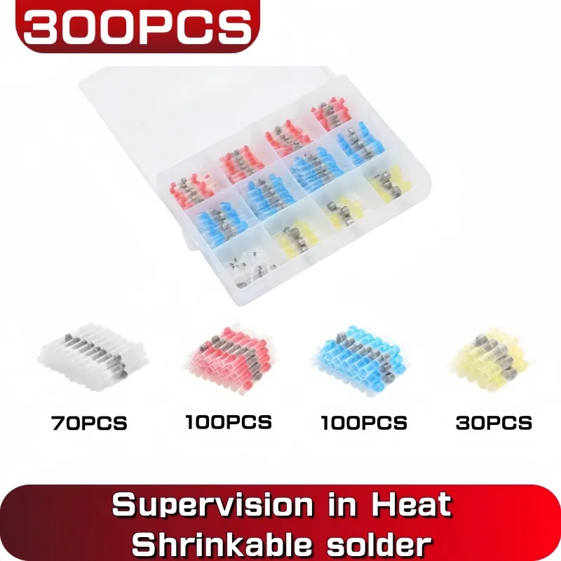 300PCS Solder Seal Wire Connector Boxed 3:1 Heat Shrink Sealed Insulated Butt Splice Terminal Waterproof Butt Connectors Kit
300PCS Solder Seal Wire Connector Boxed 3:1 Heat Shrink Sealed Insulated Butt Splice Terminal Waterproof Butt Connectors Kit