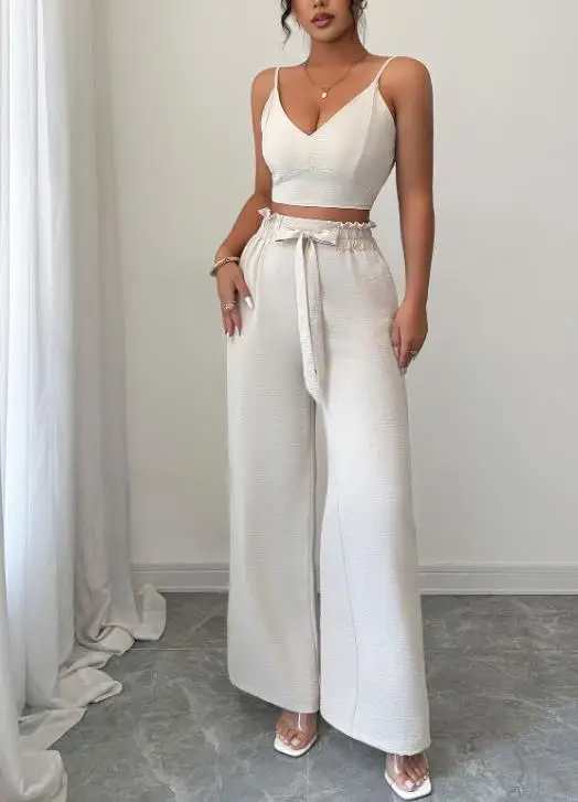 Two Piece Set Women Outfit 2026 Spring Summer New V-Neck Sleeveless Crop Vest Top & High Waist Casual Wide Leg Pants Set
Two Piece Set Women Outfit 2026 Spring Summer New V-Neck Sleeveless Crop Vest Top & High Waist Casual Wide Leg Pants Set