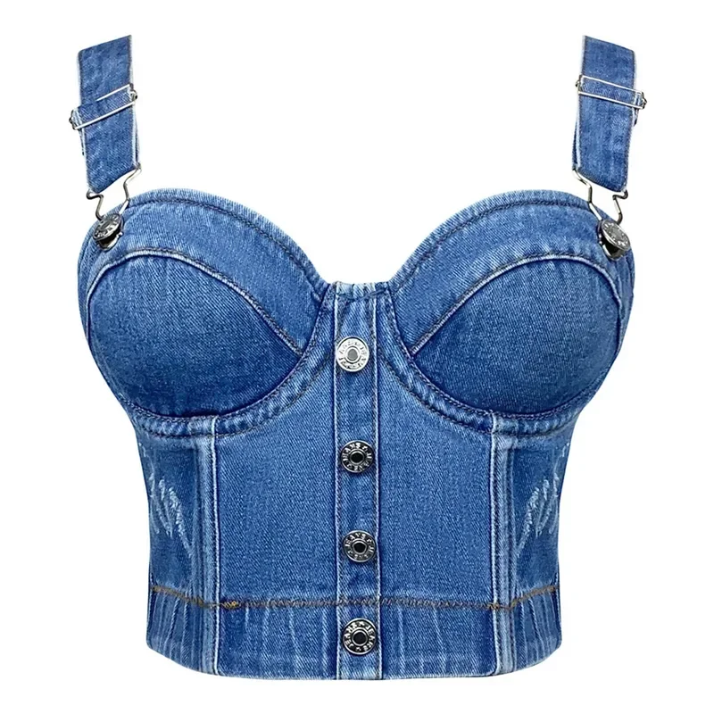 Womens Sexy Strap Denim Tops Button Slim Fit Bra Fashion Strap Tank Top For Ladies Versatile Streetwear Tube Tops women's top
Womens Sexy Strap Denim Tops Button Slim Fit Bra Fashion Strap Tank Top For Ladies Versatile Streetwear Tube Tops women's top