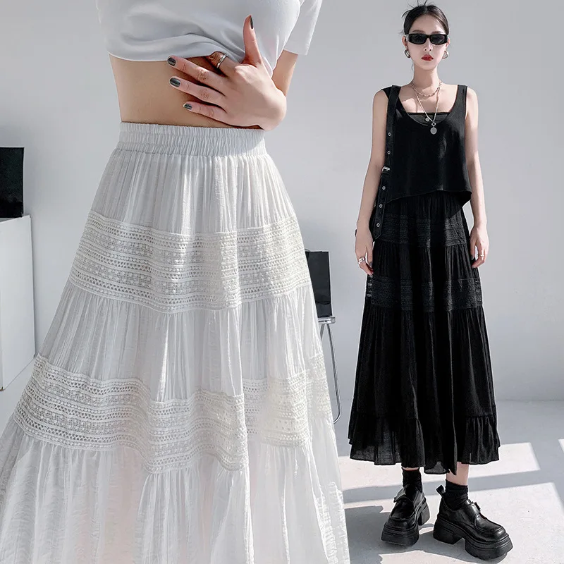 Spring Summer Casual High-waist Lace Patchwork Hollow A-line Skirt For Women Solid-color Gentle Versatile Commuting Clothing
Spring Summer Casual High-waist Lace Patchwork Hollow A-line Skirt For Women Solid-color Gentle Versatile Commuting Clothing