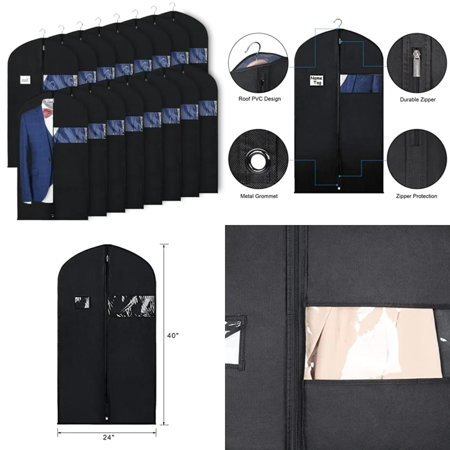 40 Suit Bag, Set of 16 Garment Bags for Hanging Clothes, Suit Covers Bags, Suit Bags for Closet Storage with Clear Window, Suit
40 Suit Bag, Set of 16 Garment Bags for Hanging Clothes, Suit Covers Bags, Suit Bags for Closet Storage with Clear Window, Suit