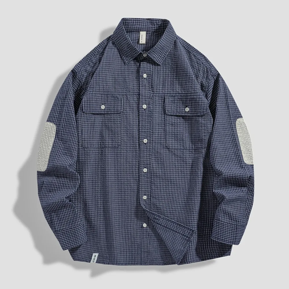 Retro men's loose shirt spring and autumn style fine plaid bubble yarn casual shirt
Retro men's loose shirt spring and autumn style fine plaid bubble yarn casual shirt