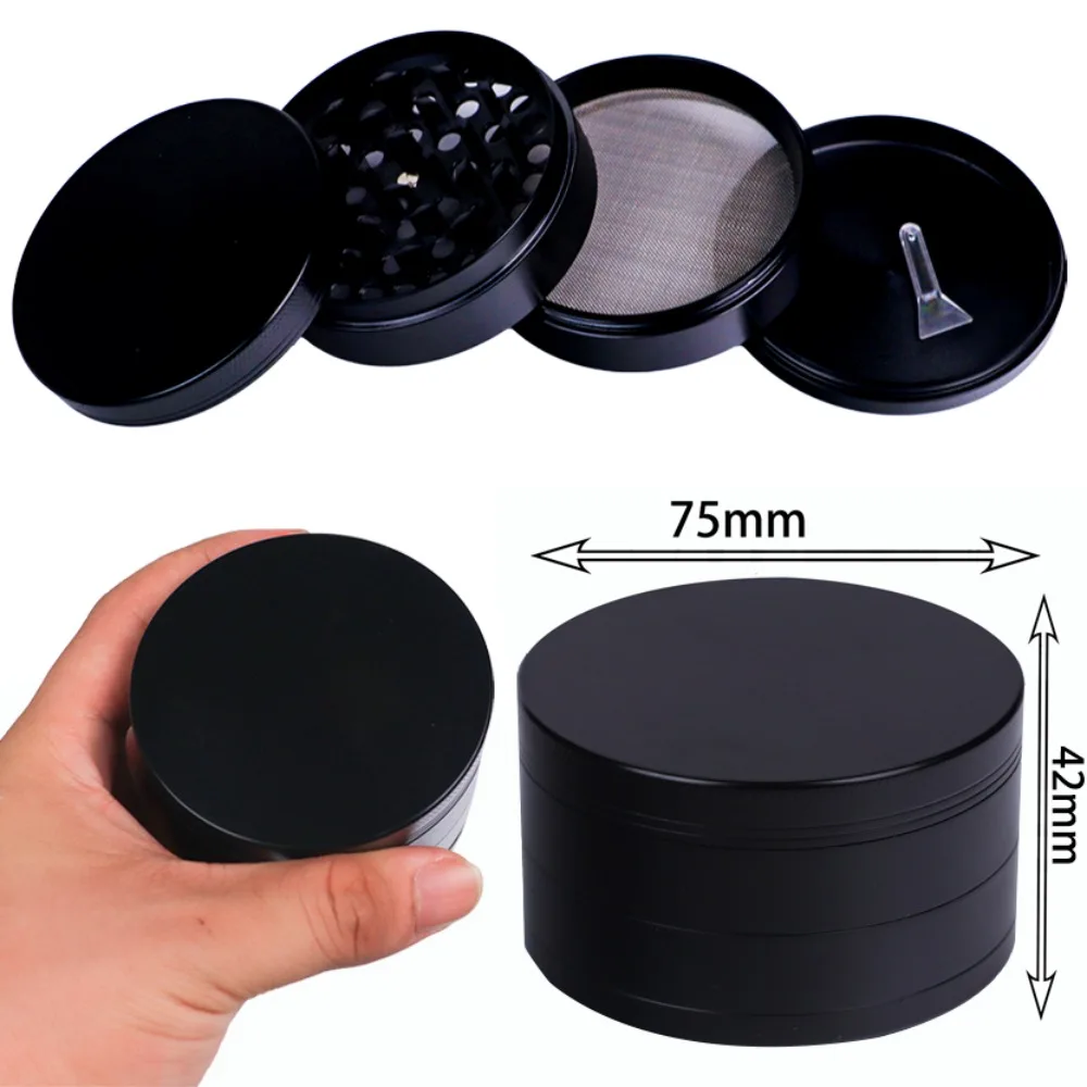 75mm Pure Black 4 Layer Metal Herb Grinder Manual Rotary Cigarette Accessory Tool
75mm Pure Black 4 Layer Metal Herb Grinder Manual Rotary Cigarette Accessory Tool