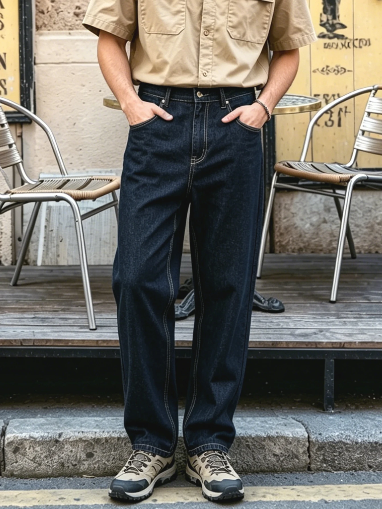 Premium Soft Fabric Men Pants, Denim Style Light Business Italian Napoli Low Waist Straight Leg Trousers, Belt Excluded
Premium Soft Fabric Men Pants, Denim Style Light Business Italian Napoli Low Waist Straight Leg Trousers, Belt Excluded