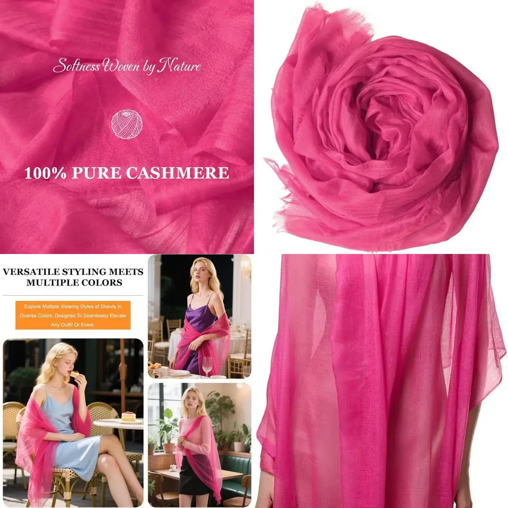 Women's 100% Cashmere Shawl, 91x40 Lightweight Pashmina Wrap, Versatile Travel Accessory for Every Season
Women's 100% Cashmere Shawl, 91x40 Lightweight Pashmina Wrap, Versatile Travel Accessory for Every Season