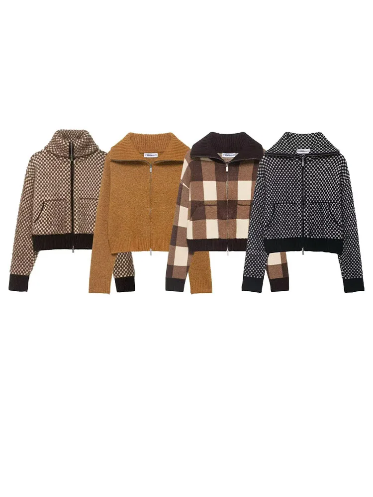 Женская модная вязаная укороченная куртка с отложным воротником, длинными рукавами, декоративными карманами на молнии, повседневная, приталенная, в уличном стиле, модель 2026 года
Женская модная вязаная укороченная куртка с отложным воротником, длинными рукавами, декоративными карманами на молнии, повседневная, приталенная, в уличном стиле, модель 2026 года