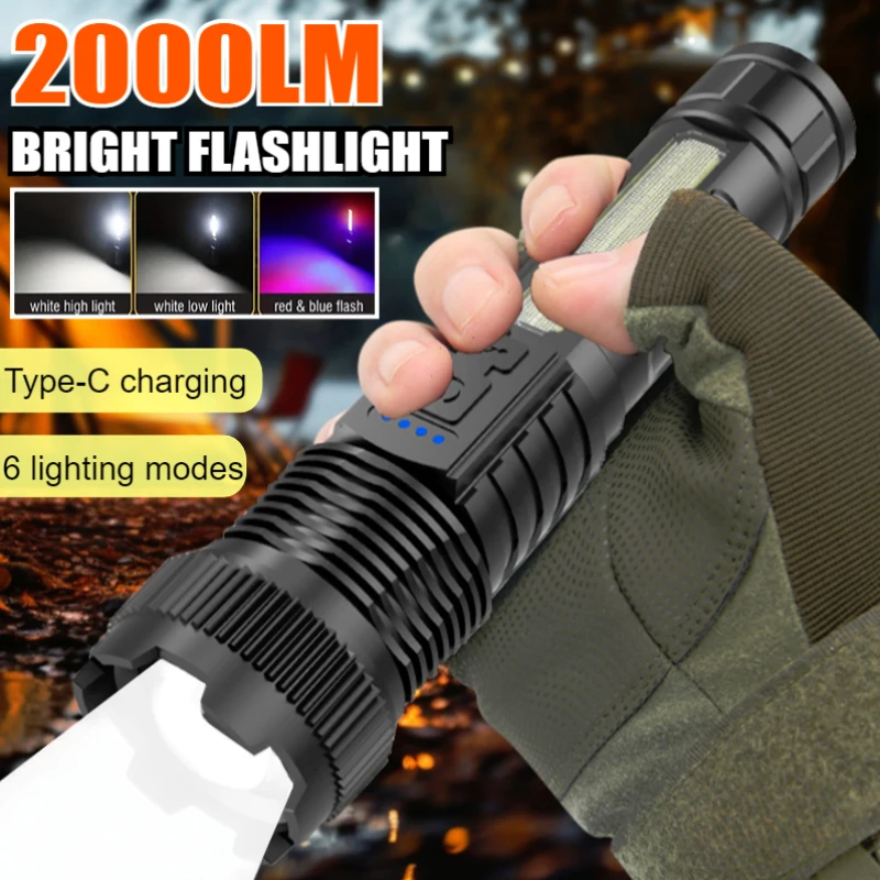 Portable Led Flashlight 6 Lighting Modes Type-C Rechargeable High Power Zoomable Torch Built-in Battery Light Camping Lantern
Portable Led Flashlight 6 Lighting Modes Type-C Rechargeable High Power Zoomable Torch Built-in Battery Light Camping Lantern