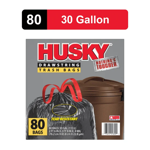 Husky 30Gal ×80U | 20% PCR+Antidesgarro | Cordón-XtraLock | Resistente 80+Lbs | Cocina/Jardín/Obra
Husky 30Gal ×80U | 20% PCR+Antidesgarro | Cordón-XtraLock | Resistente 80+Lbs | Cocina/Jardín/Obra
