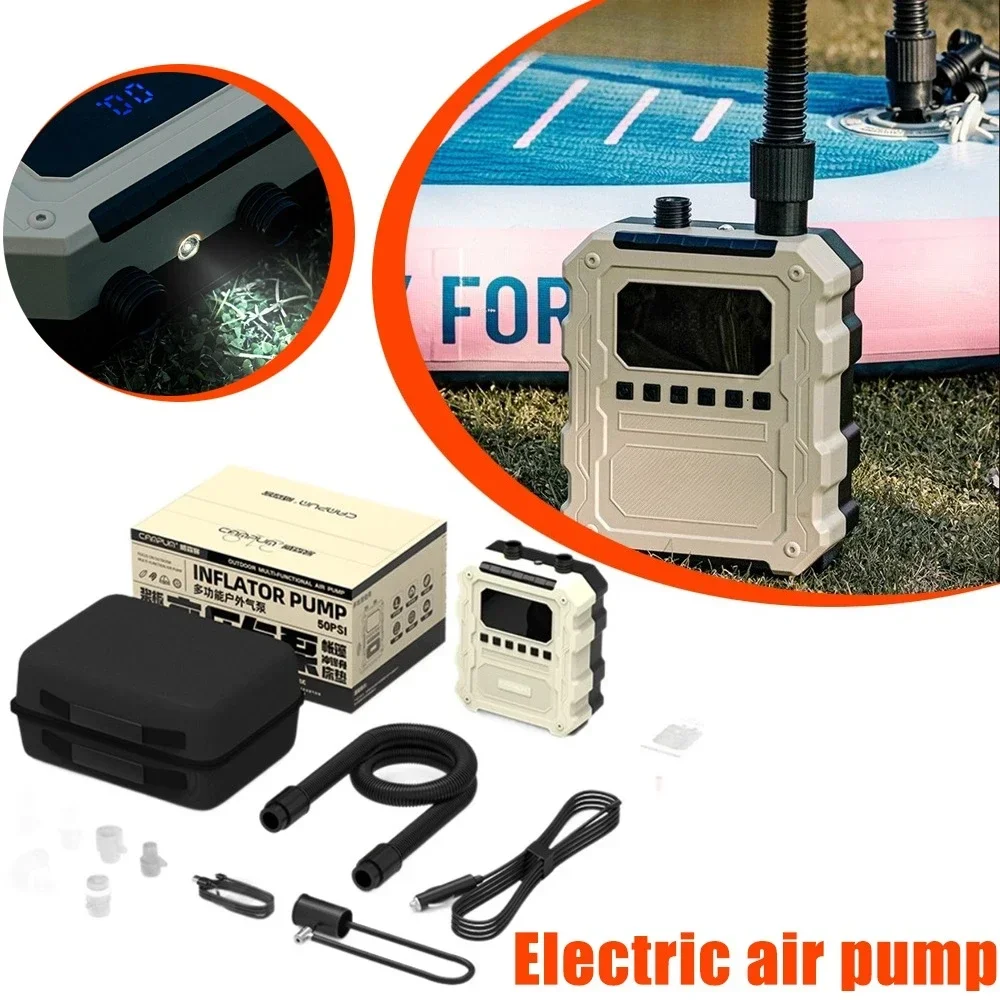 Беспроводной электрический воздушный насос с цифровым дисплеем, автоматическое отключение питания, портативная уличная SUP-палатка, надувной плот, воздушный насос для шин каяка
Беспроводной электрический воздушный насос с цифровым дисплеем, автоматическое отключение питания, портативная уличная SUP-палатка, надувной плот, воздушный насос для шин каяка