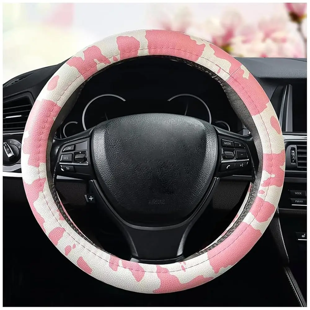 Leather Cow Pattern Steering Wheel Cover Protector Cow Print Car Accessories Anti Slip Universal for 36.5-38cm (Pink White)
Leather Cow Pattern Steering Wheel Cover Protector Cow Print Car Accessories Anti Slip Universal for 36.5-38cm (Pink White)