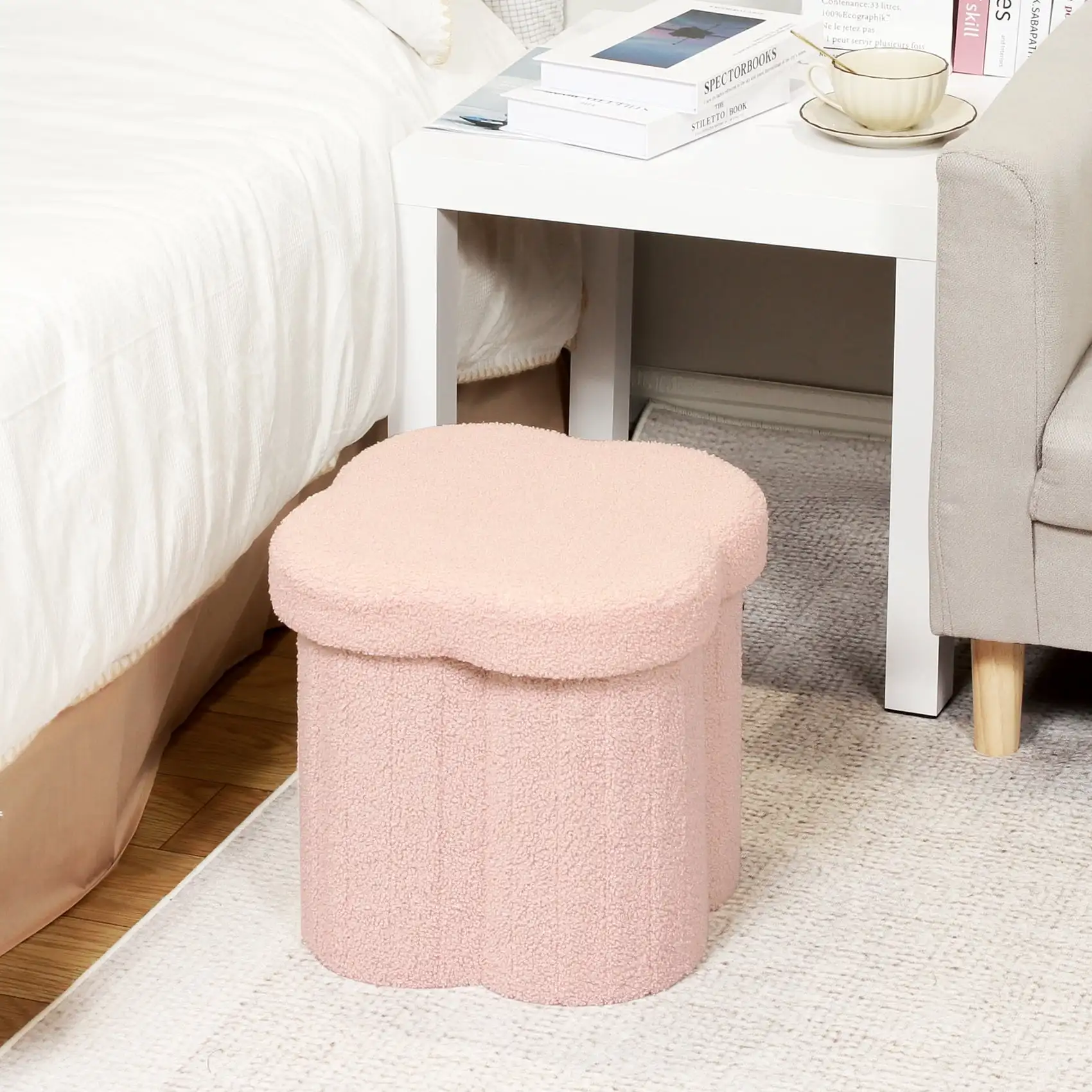 12.6" Storage Ottoman,Toy Chest Box,Folding Footrest Stool Seat,Flower Shape,Sherpa Fabric,Pink
12.6" Storage Ottoman,Toy Chest Box,Folding Footrest Stool Seat,Flower Shape,Sherpa Fabric,Pink