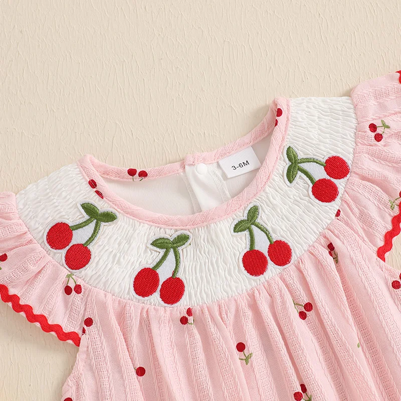 Toddler Baby Girls Rompers Cute Cherry Embroidery Round Neck Fly Sleeve Infant Fashion Bodysuits Jumpsuits
Toddler Baby Girls Rompers Cute Cherry Embroidery Round Neck Fly Sleeve Infant Fashion Bodysuits Jumpsuits