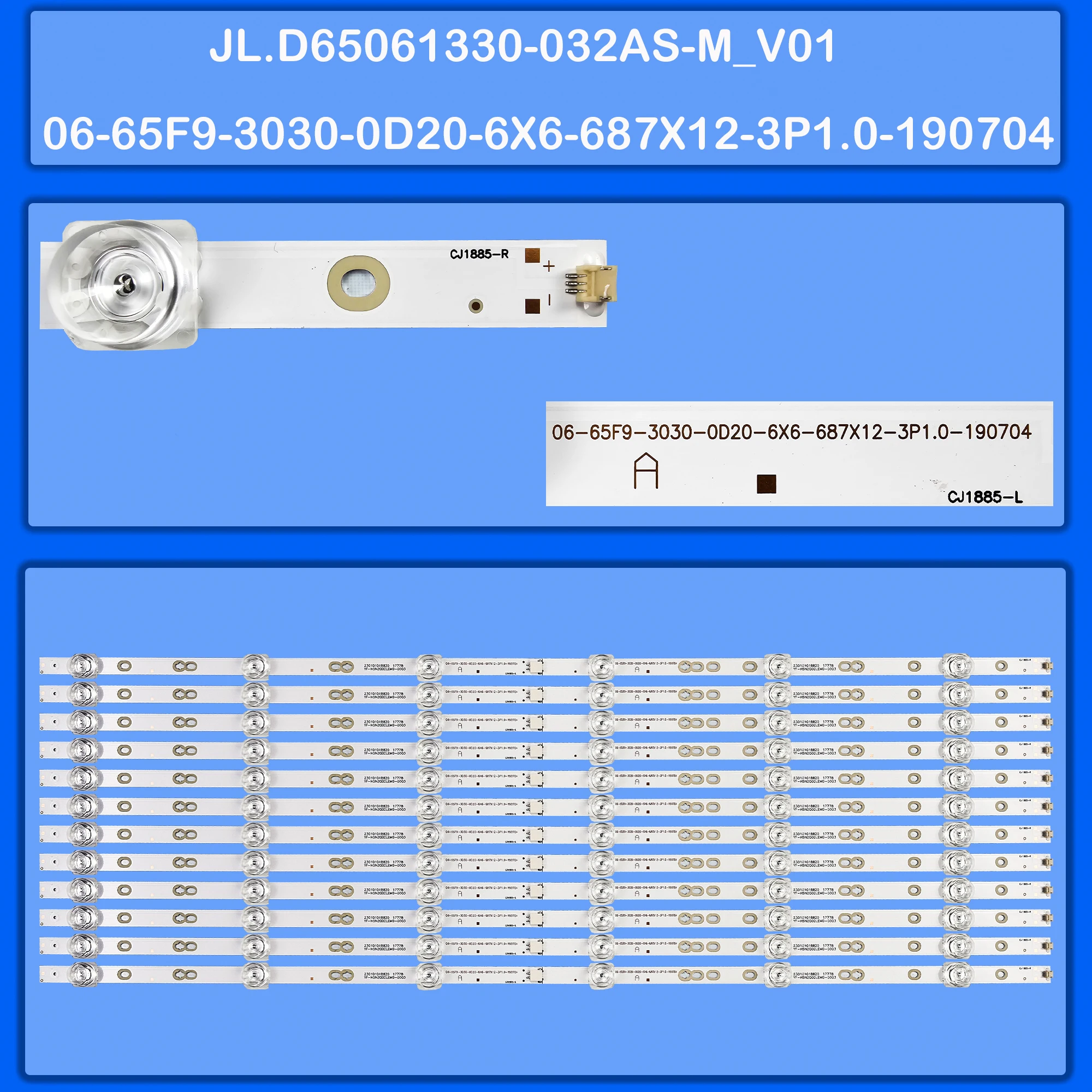 LED Backlight Strio 06-65F9-3030-0D20-6X6-687X12-3P1.0-190704 For 65inch 65 SMART TV K6 65 SMART TV BX LЕ65U6900UG LU65D31J
LED Backlight Strio 06-65F9-3030-0D20-6X6-687X12-3P1.0-190704 For 65inch 65 SMART TV K6 65 SMART TV BX LЕ65U6900UG LU65D31J