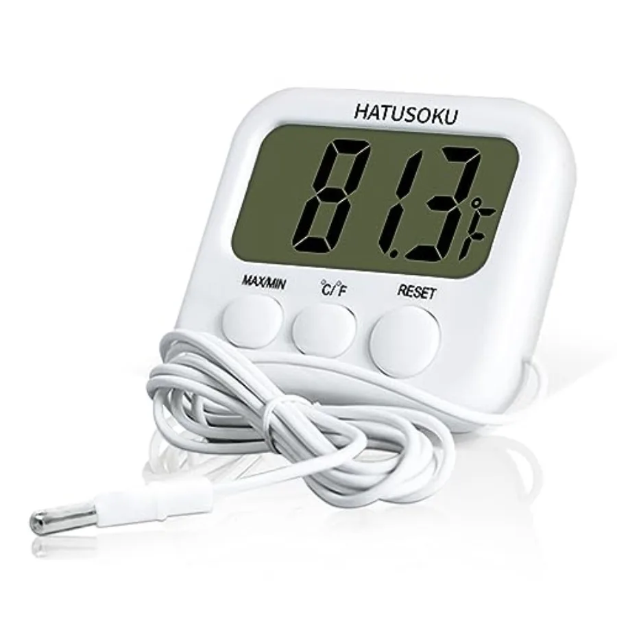Digital Thermometer with External Sensor, Magnet, Suction Cup, Water Thermometer, Aquarium, Refrigerator, Freezer
Digital Thermometer with External Sensor, Magnet, Suction Cup, Water Thermometer, Aquarium, Refrigerator, Freezer