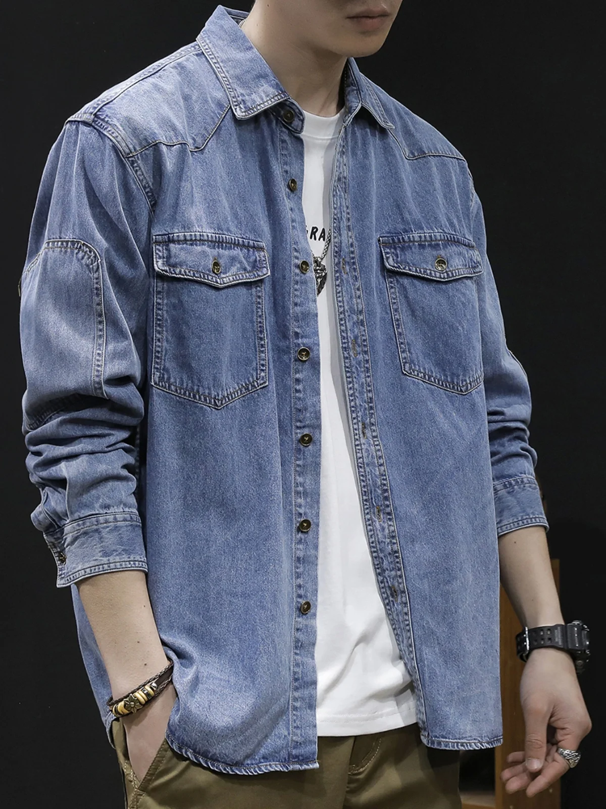 American Sle Men's Long Sve Denim irt Casual Loose Fit Youth Trend Autumn Wear Daily Scene No Ironing Required
American Sle Men's Long Sve Denim irt Casual Loose Fit Youth Trend Autumn Wear Daily Scene No Ironing Required