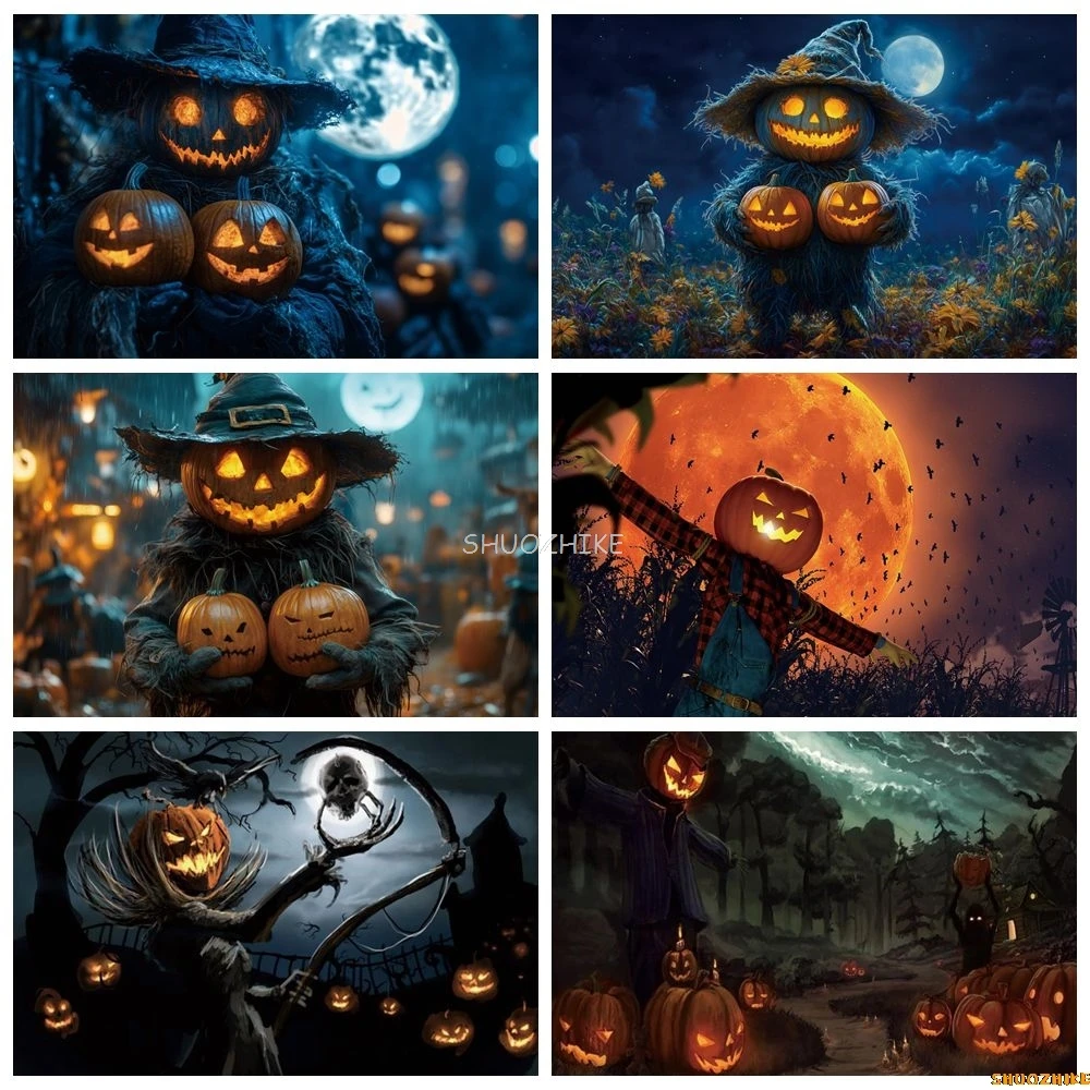 Halloween Scarecrow Backdrop Dark Night Pumpkin Lanterns Kids Portrait Family Party Photography Background Decor Banner Props
Halloween Scarecrow Backdrop Dark Night Pumpkin Lanterns Kids Portrait Family Party Photography Background Decor Banner Props