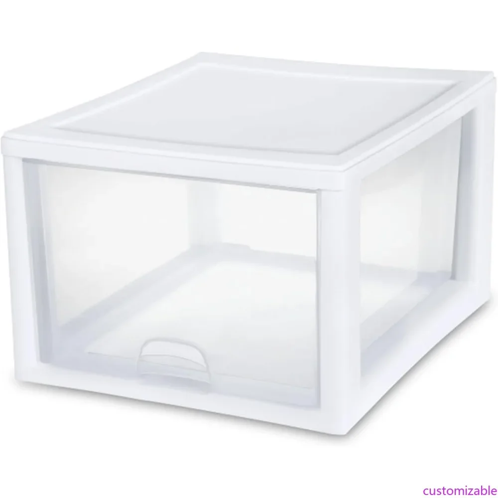 8-Piece 27 Quart Stackable Plastic Drawers, Clear Storage Organizer with White Frame for Closets
8-Piece 27 Quart Stackable Plastic Drawers, Clear Storage Organizer with White Frame for Closets