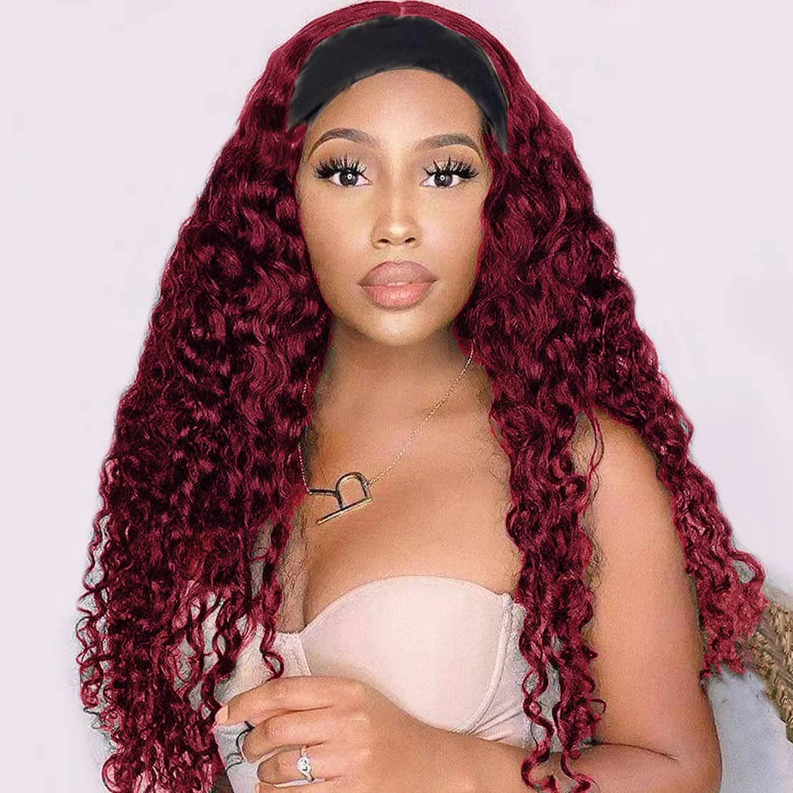 99J Headband Wig Human Hair 30 Inch Deep Wave Glueless Burgundy Wig 200% Density Machine Made Wig None Lace Front Wig
99J Headband Wig Human Hair 30 Inch Deep Wave Glueless Burgundy Wig 200% Density Machine Made Wig None Lace Front Wig