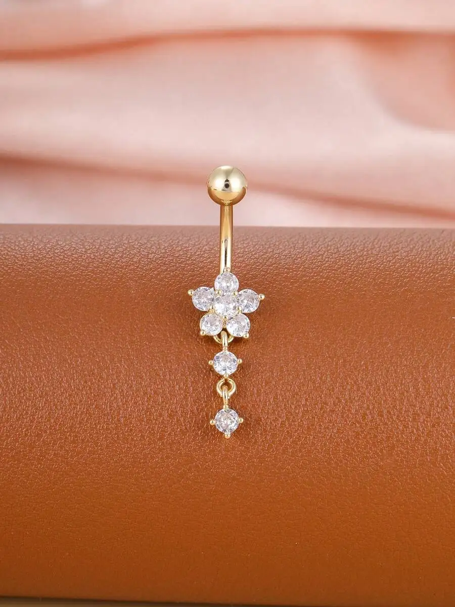 Gold Plated Curved Barbell Belly Button Ring With Flower Zirconia Pendant For Women Daily Wear
Gold Plated Curved Barbell Belly Button Ring With Flower Zirconia Pendant For Women Daily Wear