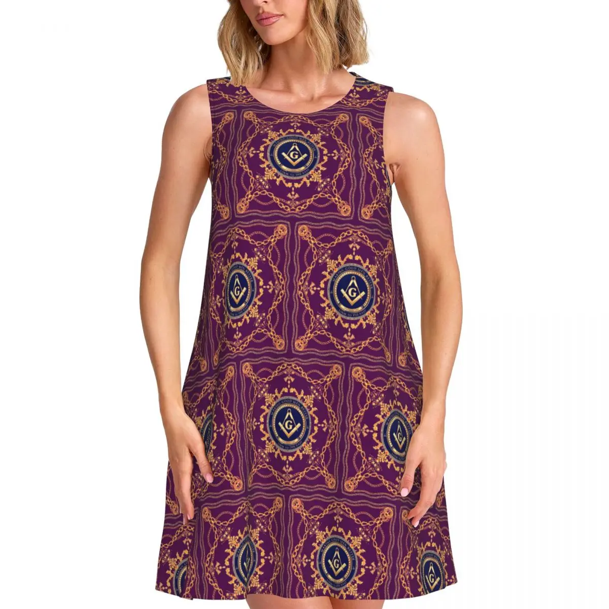 Custom Fashion Freemason Baroque Design Women's Sleeveless Dress Retro Sundress Casual Pockets For Travel Beach Dress
Custom Fashion Freemason Baroque Design Women's Sleeveless Dress Retro Sundress Casual Pockets For Travel Beach Dress