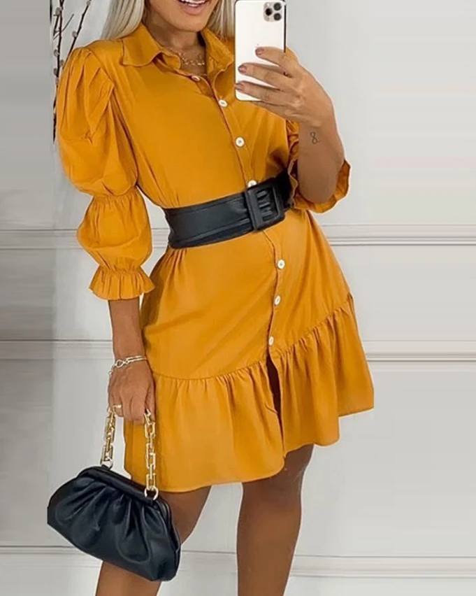 Beautiful Girls In Stock 2024 Fashionable Fluffy Sleeves with Ruffled Edges, Button Up Collar, Plain Color Mini Shirt Dress
Beautiful Girls In Stock 2024 Fashionable Fluffy Sleeves with Ruffled Edges, Button Up Collar, Plain Color Mini Shirt Dress