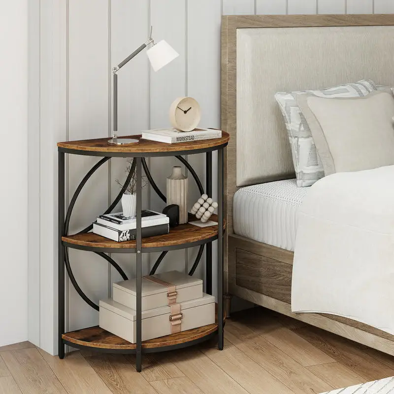 3-Tier Half Round End Table with Study Metal Frame for Living Room-Rustic Brown
3-Tier Half Round End Table with Study Metal Frame for Living Room-Rustic Brown