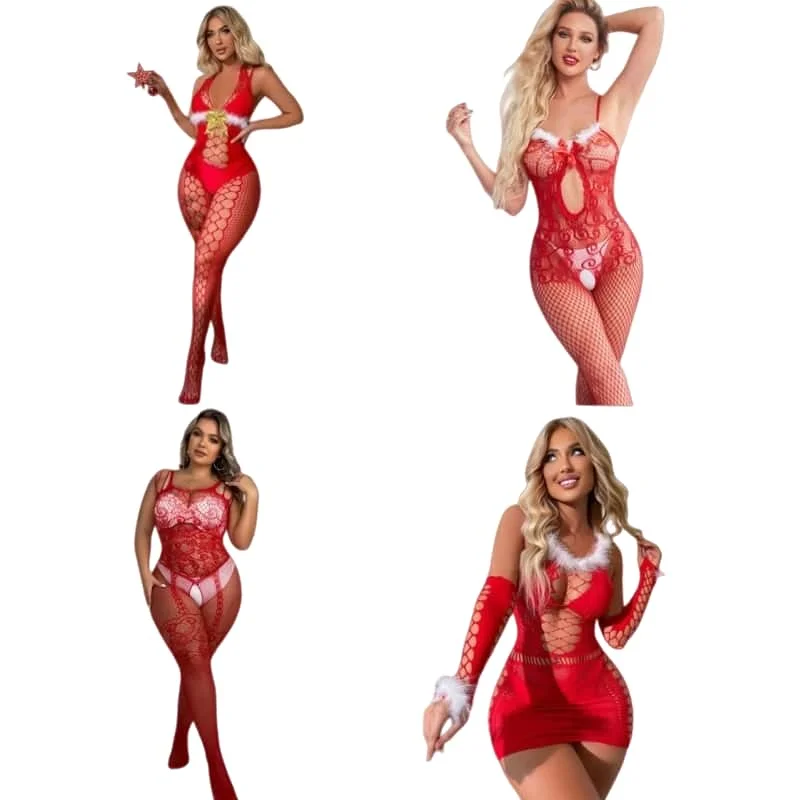 Christmas Teddies Bodysuit Body stocking Open Crotchless Bodystocking Sexy Costume Suit Plus Size Lingerie for Women
Christmas Teddies Bodysuit Body stocking Open Crotchless Bodystocking Sexy Costume Suit Plus Size Lingerie for Women
