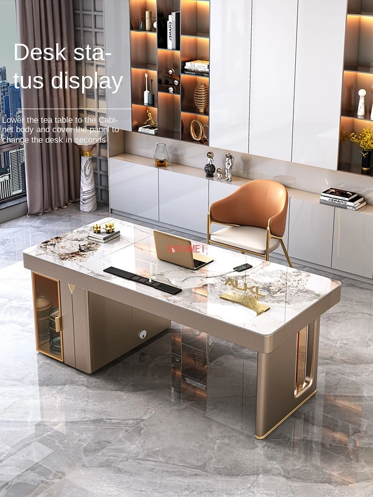 Luxury tea table and chair combination electric lifting office desk tea table integrated modern simple home rock plate tea table
Luxury tea table and chair combination electric lifting office desk tea table integrated modern simple home rock plate tea table