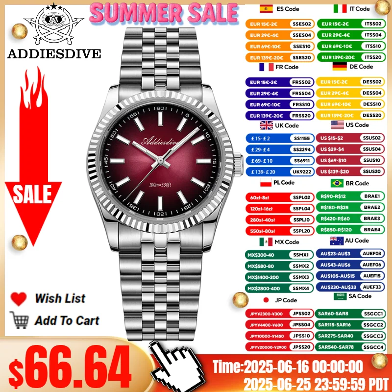 ADDIESDIVE Men Dress Watch Sapphire Glass Luminou Jubilee Strap 316L Stainless Steel VH31 Movement 10Bar Waterproof Quartz Watch
ADDIESDIVE Men Dress Watch Sapphire Glass Luminou Jubilee Strap 316L Stainless Steel VH31 Movement 10Bar Waterproof Quartz Watch
