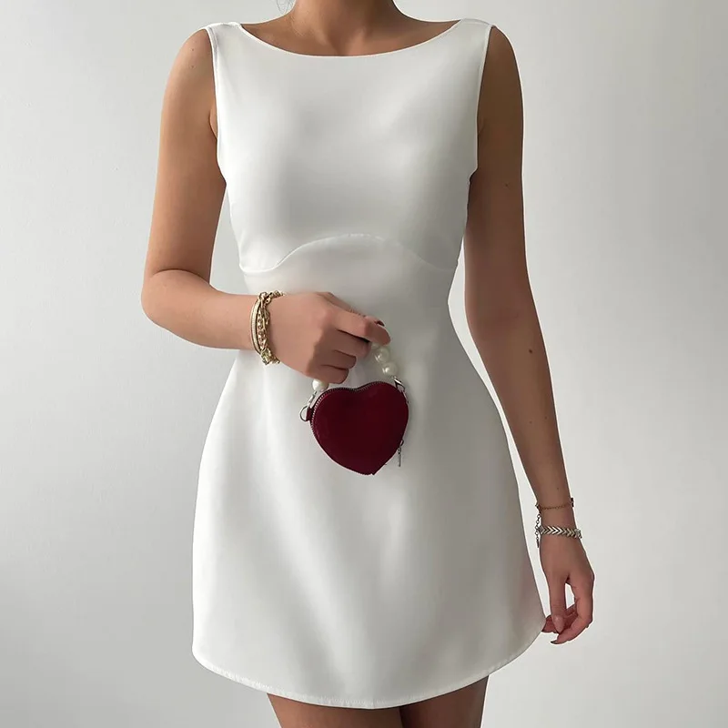 TARUXY Fashion Backless Mini Dress Outfits For Women Solid Color High Waist Sleeveless Splicing Slim Female Party Evening Dress
TARUXY Fashion Backless Mini Dress Outfits For Women Solid Color High Waist Sleeveless Splicing Slim Female Party Evening Dress