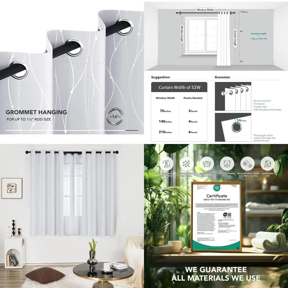 Thermal Insulated Greyish White Curtains with Silver Wave Dots, 52x63, Machine Washable, Set of 2 for Kitchen/Bedroom
Thermal Insulated Greyish White Curtains with Silver Wave Dots, 52x63, Machine Washable, Set of 2 for Kitchen/Bedroom