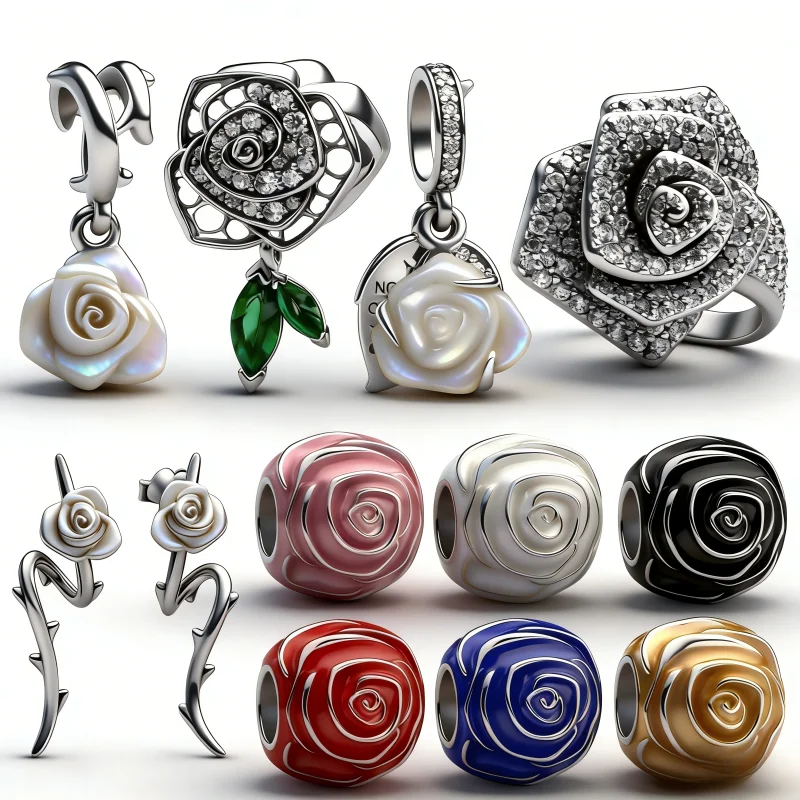 Original 925 Sterling Silver Grand Rose Bloom Collection Fit Charm Beaded Necklace Earrings Women's Jewelry Making Gift
Original 925 Sterling Silver Grand Rose Bloom Collection Fit Charm Beaded Necklace Earrings Women's Jewelry Making Gift
