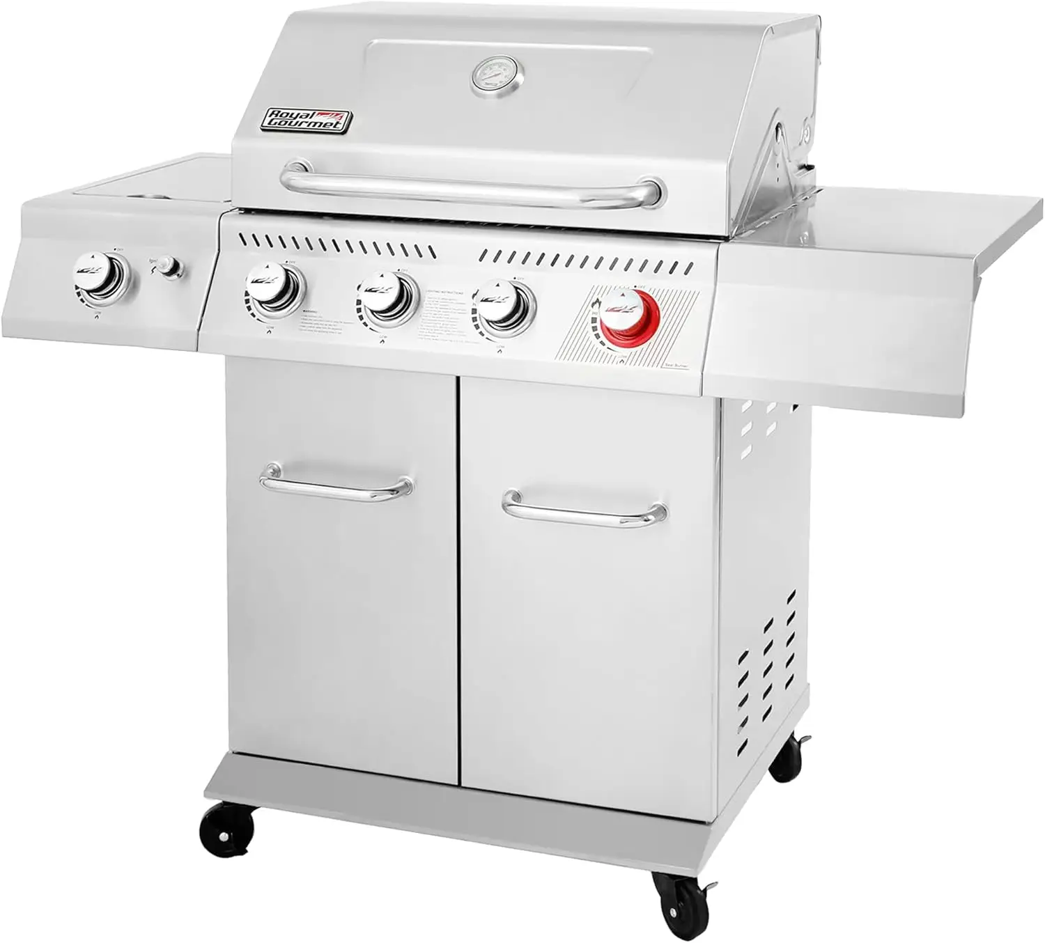GA4402S 4 Burner Propane Gas Grill with Side Burner & Warming Rack, Stainless Steel Gas Grill with 54,000 BTUs Output for Barbec
GA4402S 4 Burner Propane Gas Grill with Side Burner & Warming Rack, Stainless Steel Gas Grill with 54,000 BTUs Output for Barbec