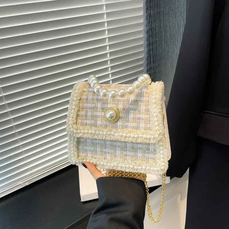 Elegant Beading Chain Ladies Handbags Fashion Plaid Women's Shoulder Bags Small Square Crossbody Bag Simple Female Tote Purse
Elegant Beading Chain Ladies Handbags Fashion Plaid Women's Shoulder Bags Small Square Crossbody Bag Simple Female Tote Purse
