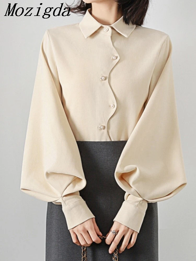 Spring Autumn Women Irregular Vintage Shirt With Lantern Sleeve Single-Row Button Office Graceful Top Trendy Black
Spring Autumn Women Irregular Vintage Shirt With Lantern Sleeve Single-Row Button Office Graceful Top Trendy Black
