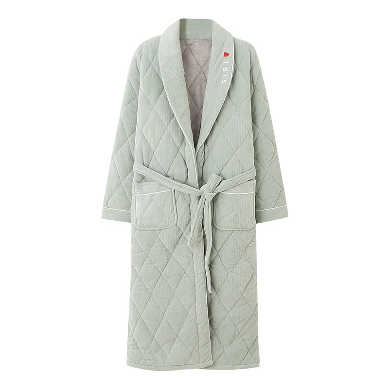 High Quality Winter 3 Layer Clip Cotton Robe Female Turn-down Collar Bathrobe
High Quality Winter 3 Layer Clip Cotton Robe Female Turn-down Collar Bathrobe