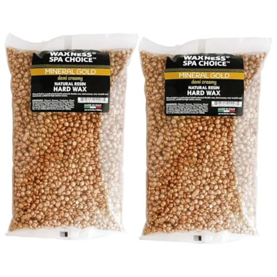Spa Choice Mineral Gold Demi Creamy Hard Wax Beads 2.2 lb/ 1 kg Pack of 2
Spa Choice Mineral Gold Demi Creamy Hard Wax Beads 2.2 lb/ 1 kg Pack of 2