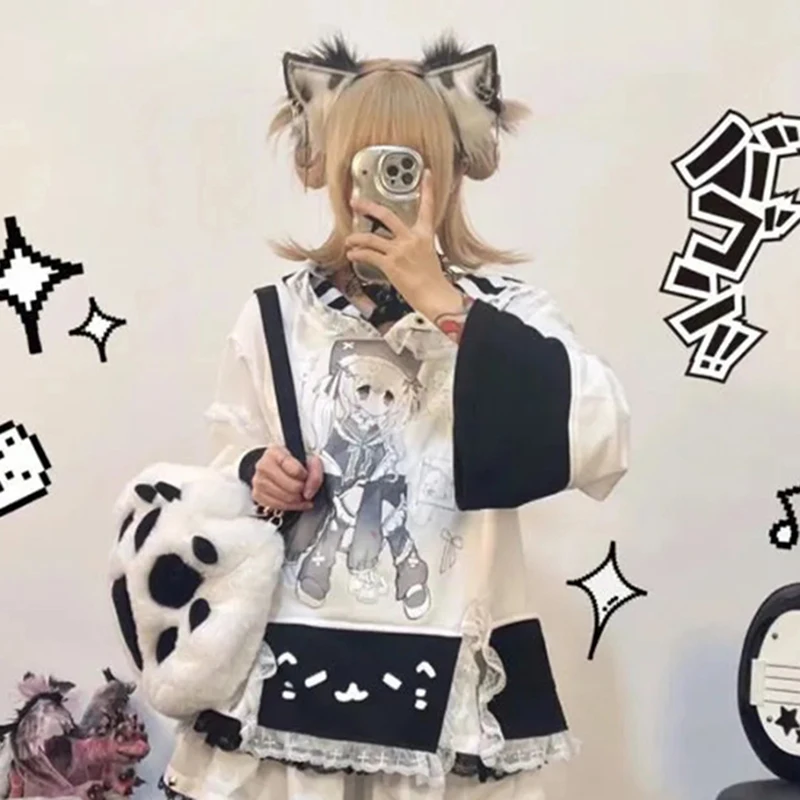 Women Japan Anime Preppy Sweatshirt Cute Sweet Sailor Collar Top Y2K Subculture Long Sleeve Loose Patchwork Casual T Shirt
Women Japan Anime Preppy Sweatshirt Cute Sweet Sailor Collar Top Y2K Subculture Long Sleeve Loose Patchwork Casual T Shirt
