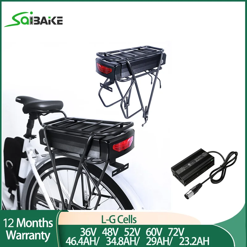 Rear Rack eBike Battery Original 48V 46.4A BMS 21700 Cells 52V 36V 72V Lithium Pack with Luggage for 250W-2000W Electric Bike
Rear Rack eBike Battery Original 48V 46.4A BMS 21700 Cells 52V 36V 72V Lithium Pack with Luggage for 250W-2000W Electric Bike