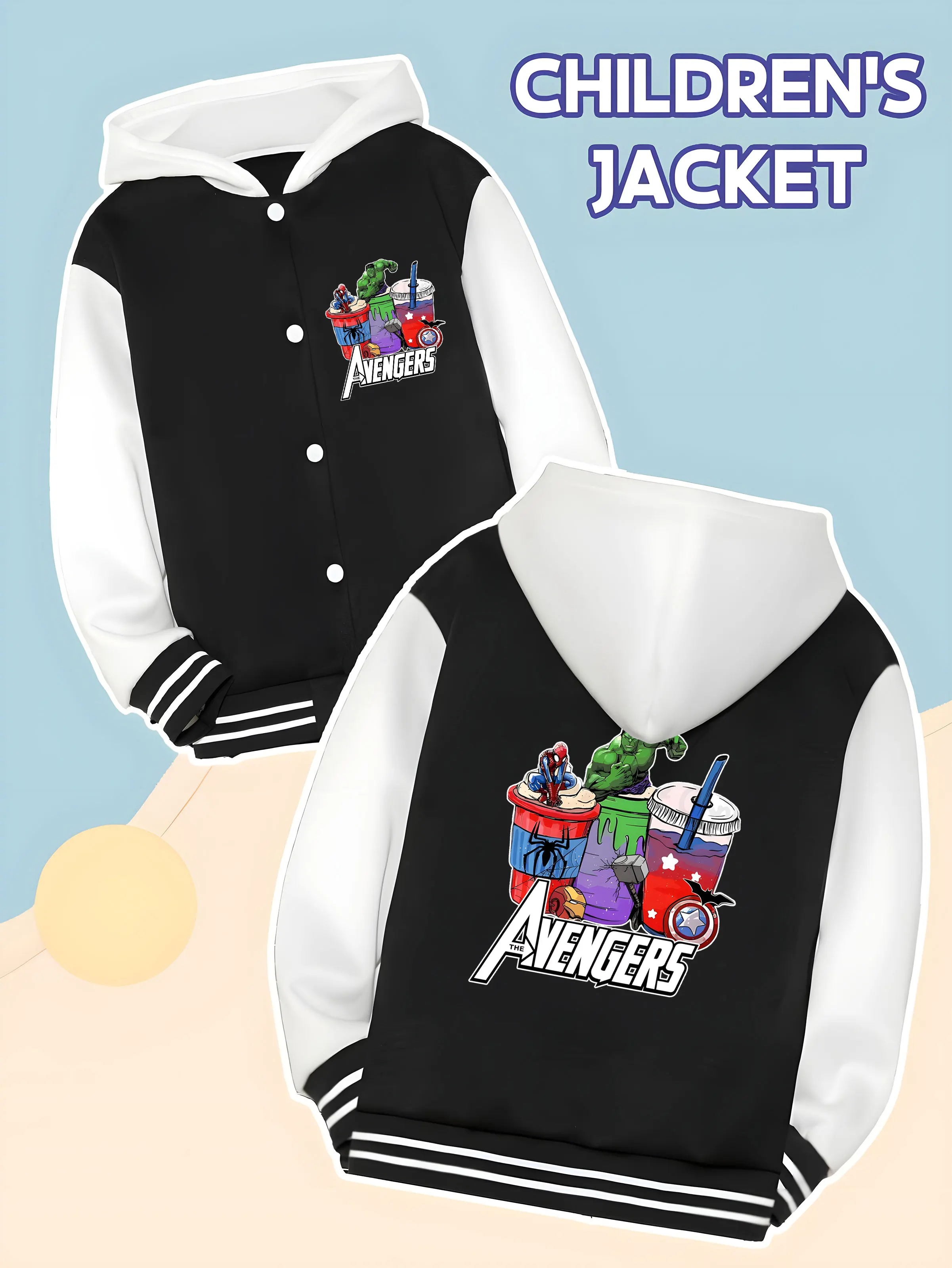 MINISO Marvel Avengers Fun Cup Boys Baseball Jacket - Avengers hero cup creative print, double-sided to convey childishness, com
MINISO Marvel Avengers Fun Cup Boys Baseball Jacket - Avengers hero cup creative print, double-sided to convey childishness, com