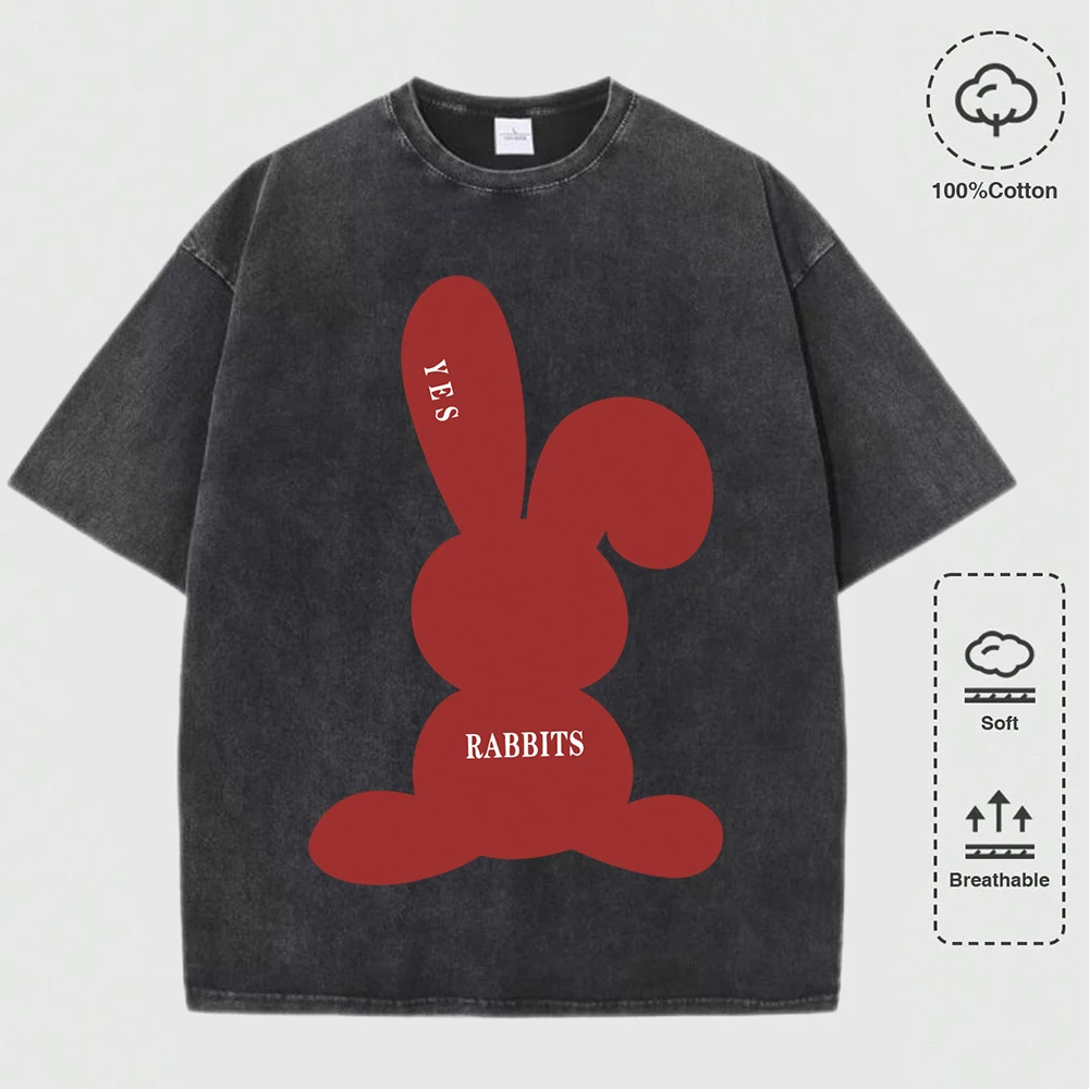 Yes Rabbits Outline Design Washed T-Shirt Mens Hip Hop Cotton T Shirts O-Neck Loose Casual Clothes Summer Comfortable Top
Yes Rabbits Outline Design Washed T-Shirt Mens Hip Hop Cotton T Shirts O-Neck Loose Casual Clothes Summer Comfortable Top